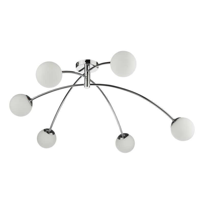 Dar Lighting Puglia 6lt Semi Flush Polished Chrome Opal Glass • PUG6450