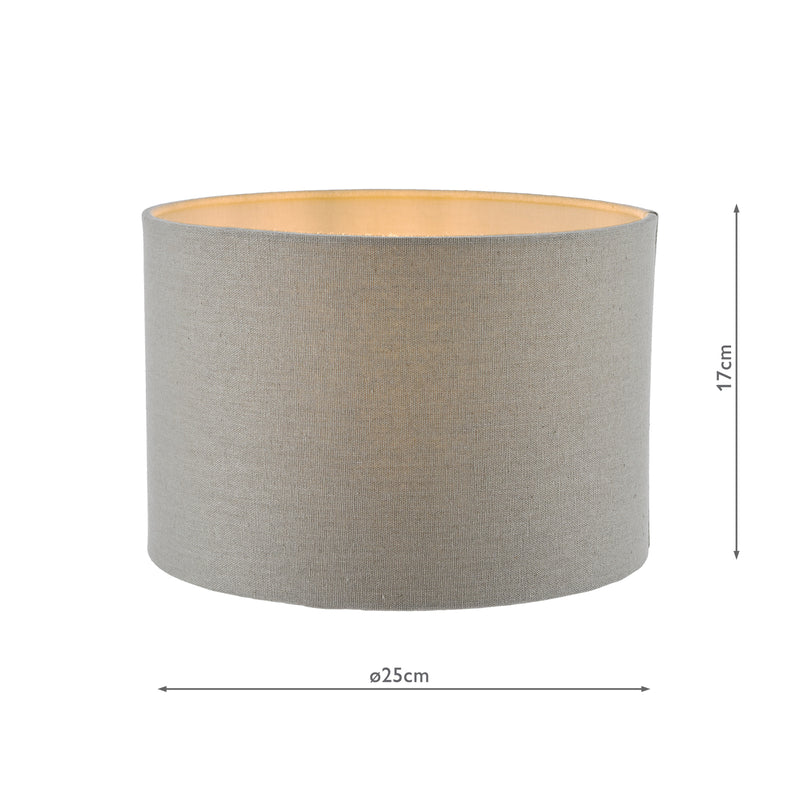 Dar Lighting Pyramid Grey Linen Drum Shade 25cm 25cm • PYR1039