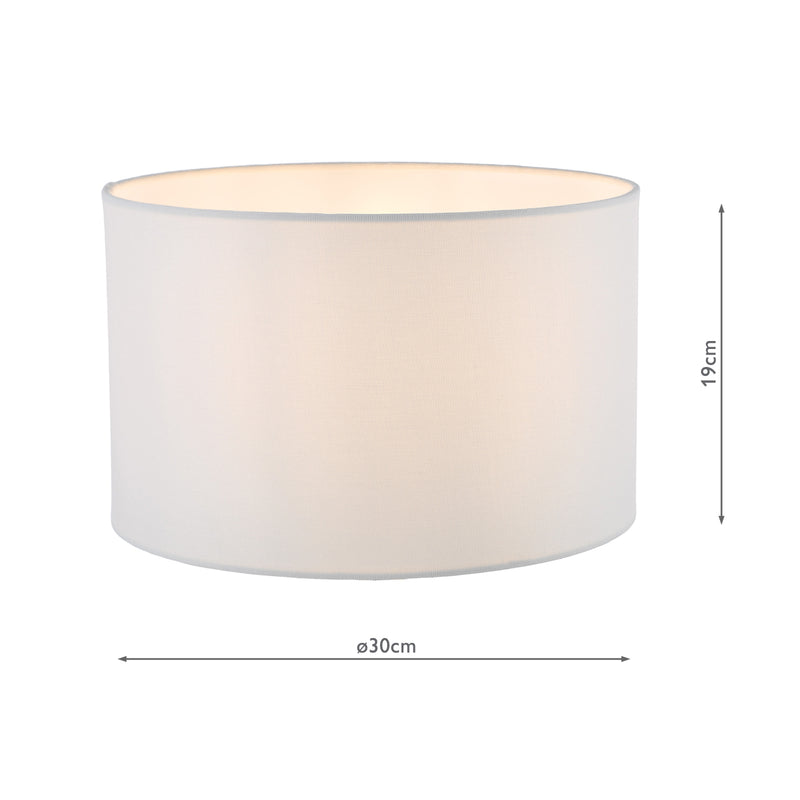 Dar Lighting Pyramid White Linen Drum Shade 30cm 30cm • PYR122