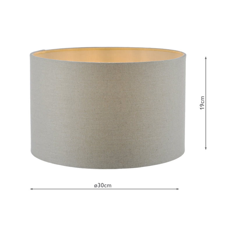 Dar Lighting Pyramid Grey Linen Drum Shade 30cm 30cm • PYR1239