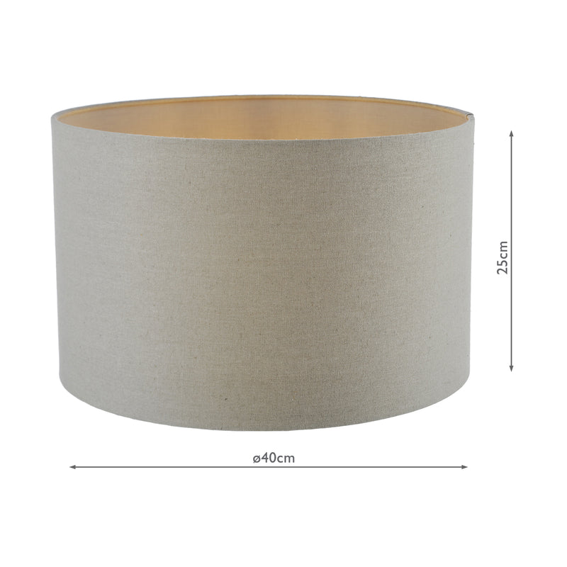 Dar Lighting Pyramid Grey Linen Drum Shade 40cm 40cm • PYR1639