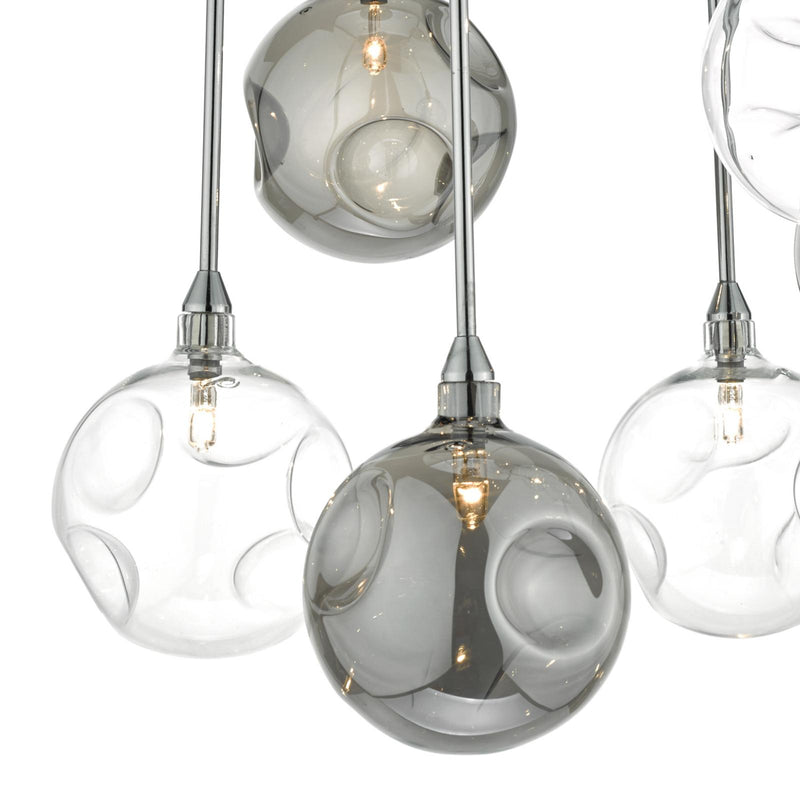 Dar Lighting Quinn 6 Light Semi Flush Polished Chrome With Smoked & Clear Glass • QUI0610