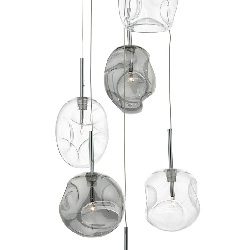 Dar Lighting Quinn 6 Light Cluster Pendant Smoked & Clear Glass • QUI6410