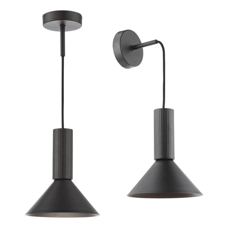 Dar Lighting Ragnar Pendant/Wall Light Satin Black • RAG0122