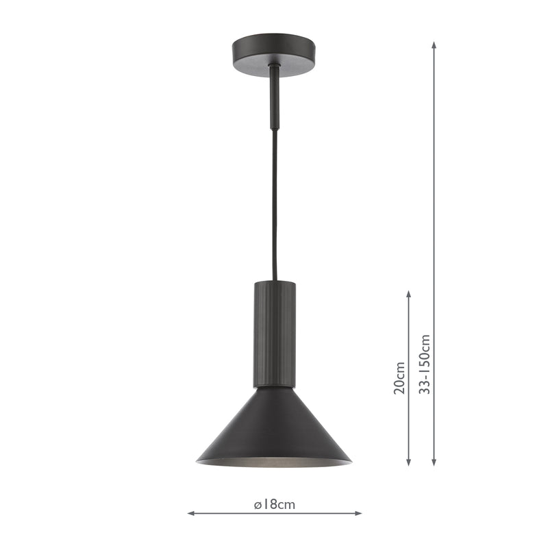 Dar Lighting Ragnar Pendant/Wall Light Satin Black • RAG0122