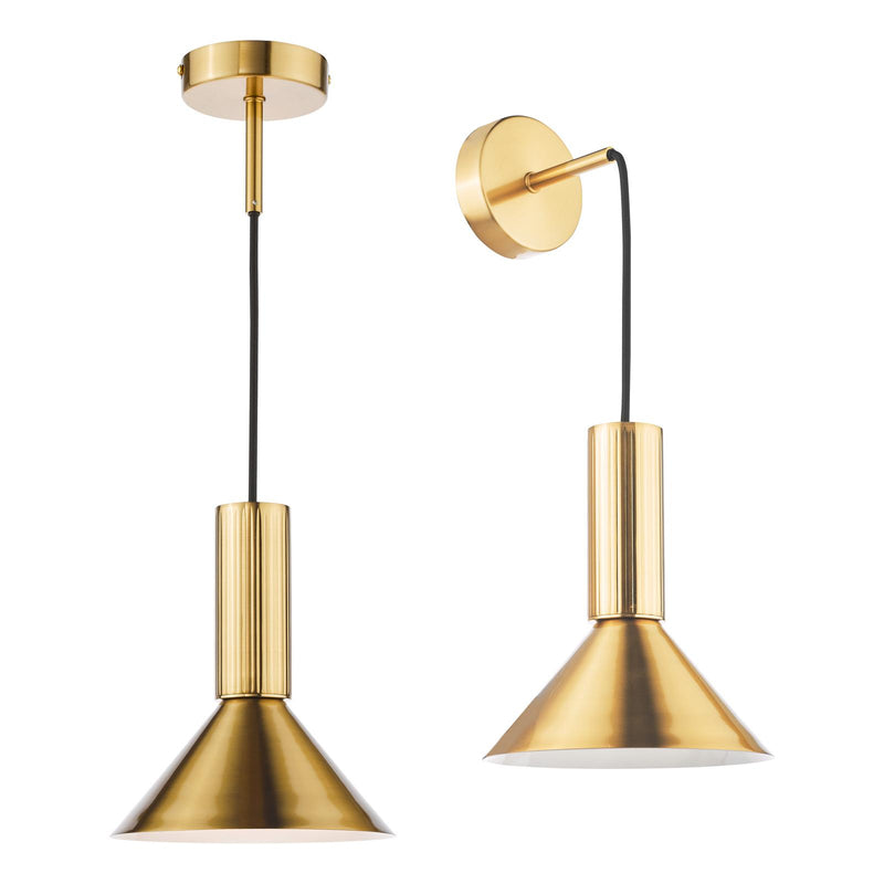 Dar Lighting Ragnar Pendant/Wall Light Natural Brass • RAG0140