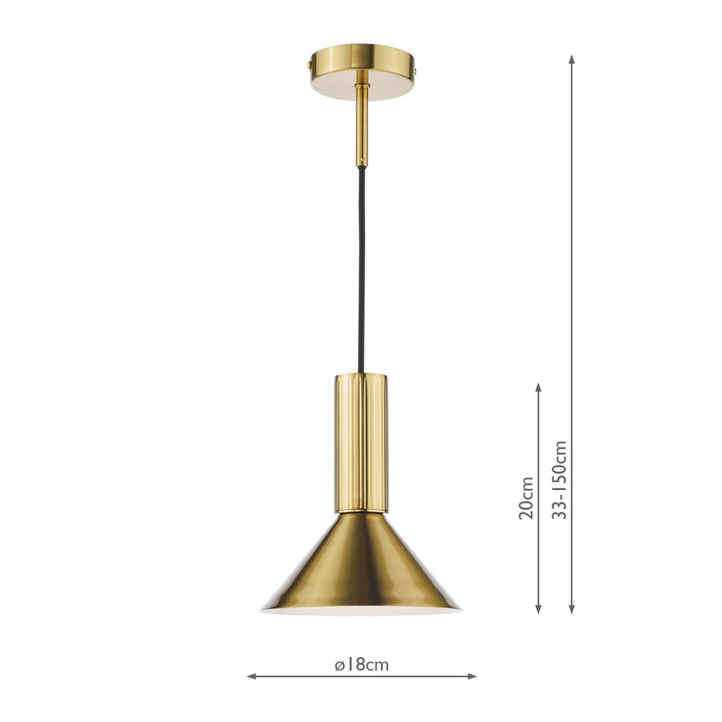 Dar Lighting Ragnar Pendant/Wall Light Natural Brass • RAG0140
