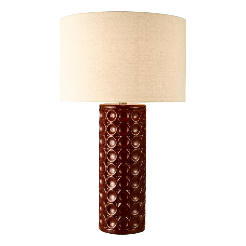 Dar Lighting Raja Table Lamp Red and Antique Bronze With Shade • RAJ4225