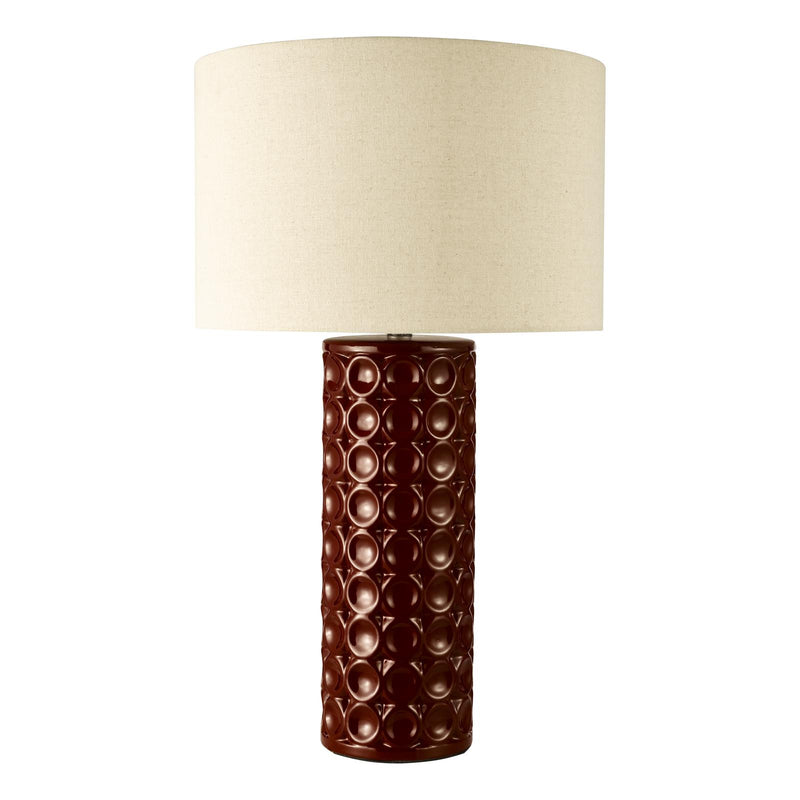 Dar Lighting Raja Table Lamp Red and Antique Bronze With Shade • RAJ4225