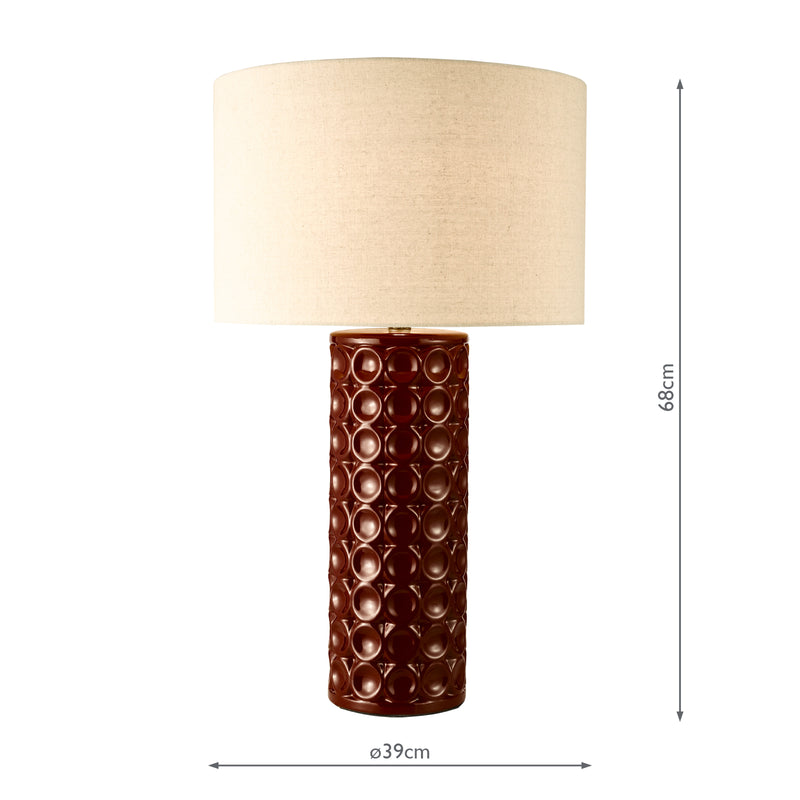 Dar Lighting Raja Table Lamp Red and Antique Bronze With Shade • RAJ4225