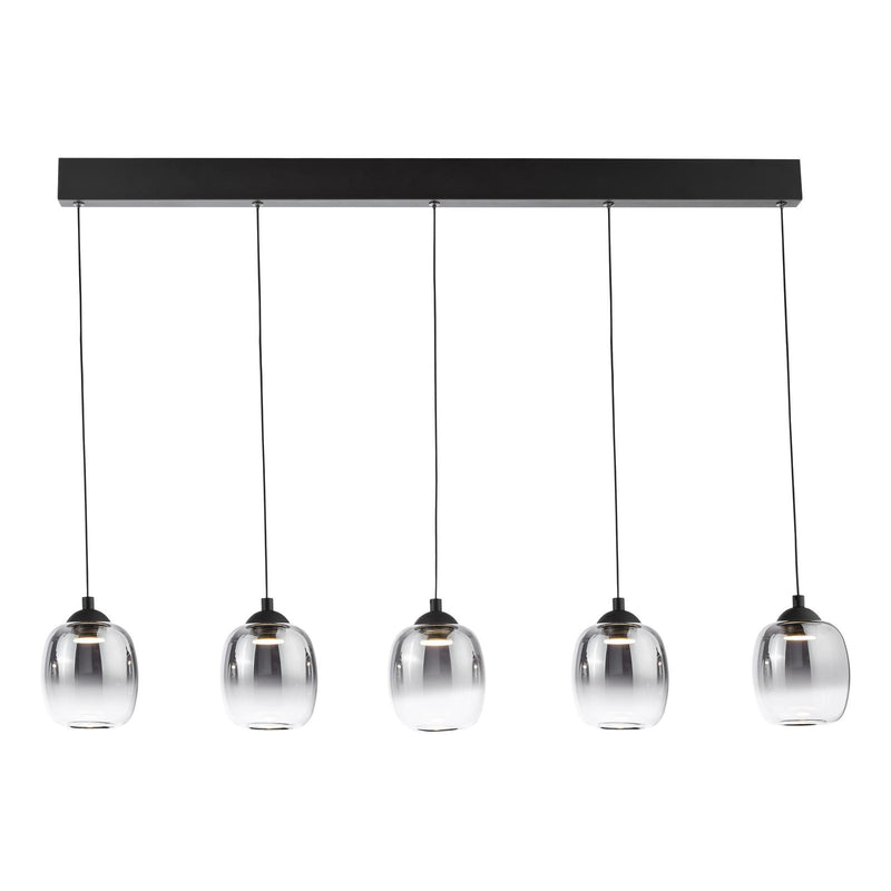 Dar Lighting Ramona 5 Light Bar Pendant Matt Black and Smoked Ombre Glass LED • RAM0522
