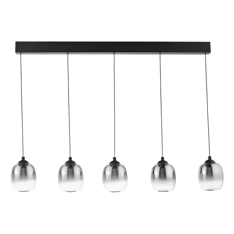 Dar Lighting Ramona 5 Light Bar Pendant Matt Black and Smoked Ombre Glass LED • RAM0522