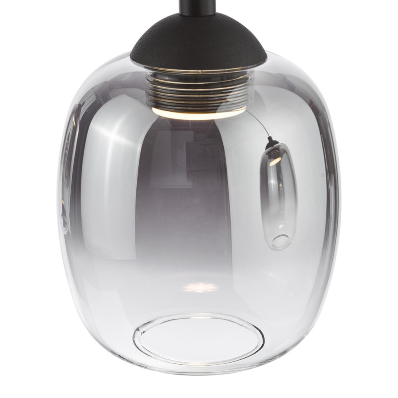 Dar Lighting Ramona 5 Light Bar Pendant Matt Black and Smoked Ombre Glass LED • RAM0522