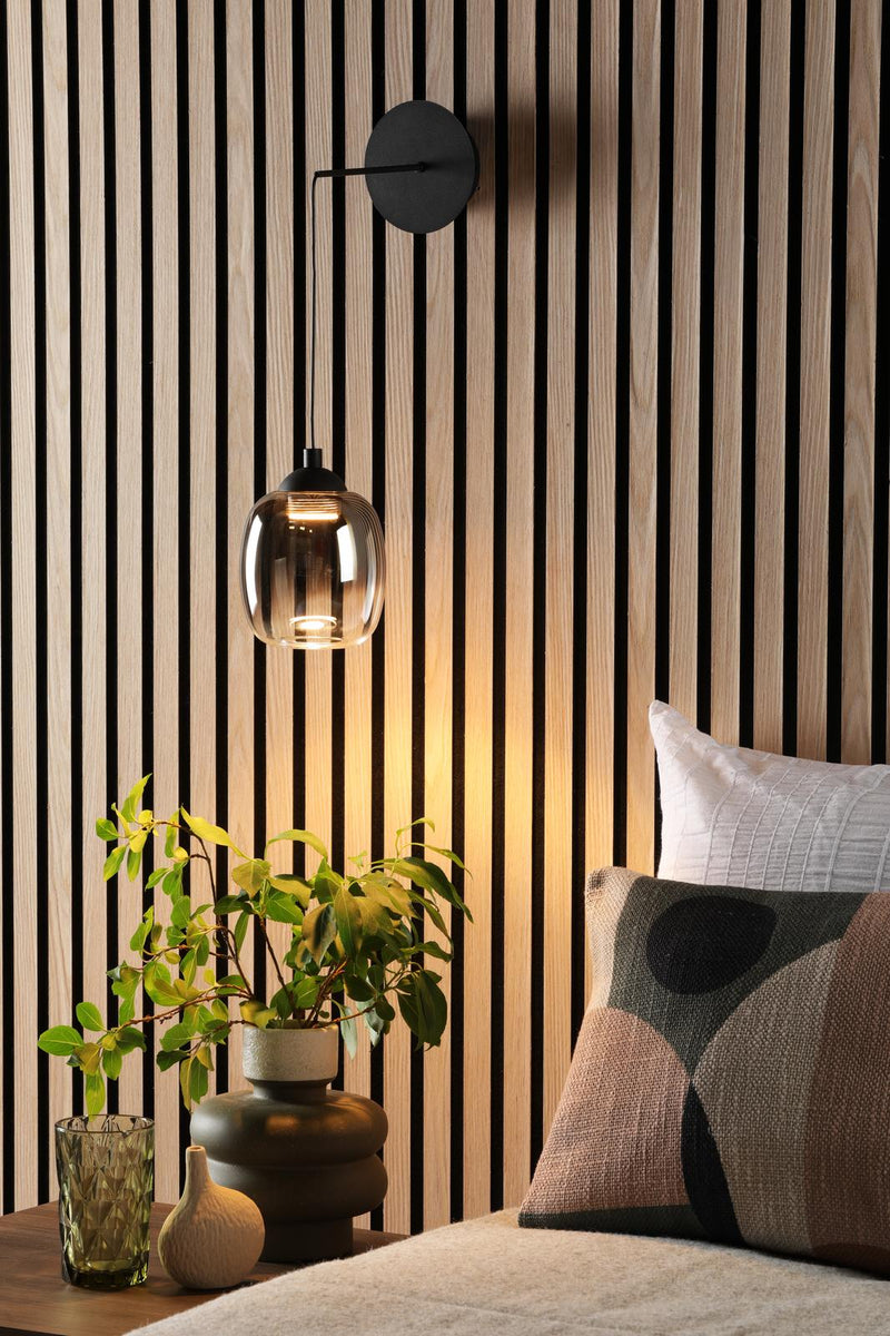 Dar Lighting Ramona Pendant/Wall Light Matt Black Ombre Glass LED • RAM0722