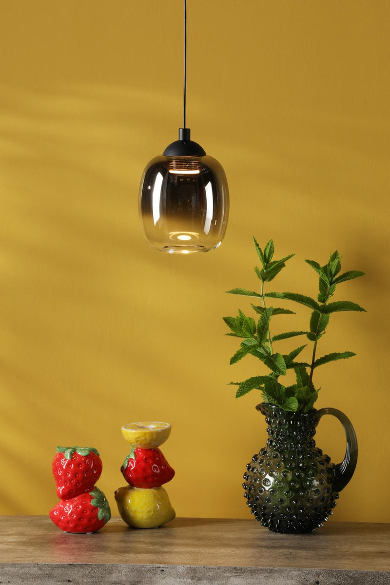 Dar Lighting Ramona Pendant/Wall Light Matt Black Ombre Glass LED • RAM0722