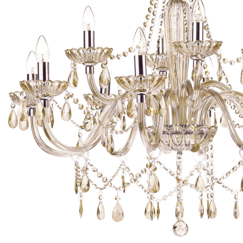 Dar Lighting Raphael 12 Light Chandelier Champagne Crystal • RAP1206