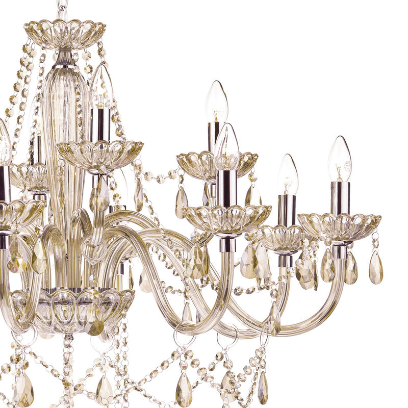 Dar Lighting Raphael 12 Light Chandelier Champagne Crystal • RAP1206