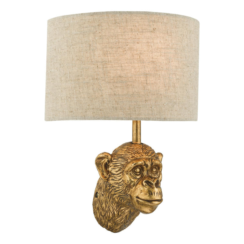 Dar Lighting Raul Monkey Wall Light Gold With Shade • RAU0735