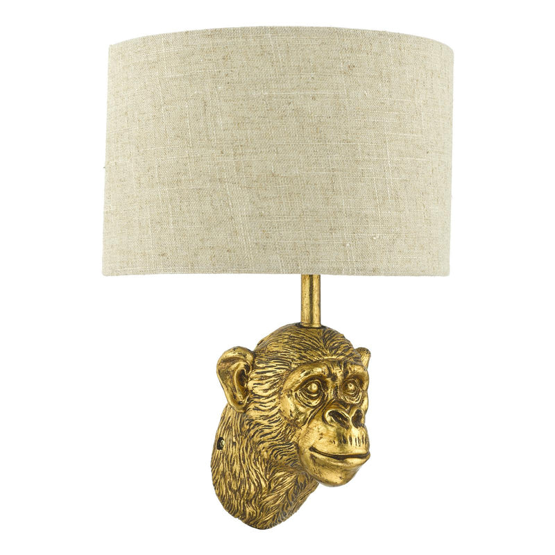 Dar Lighting Raul Monkey Wall Light Gold With Shade • RAU0735