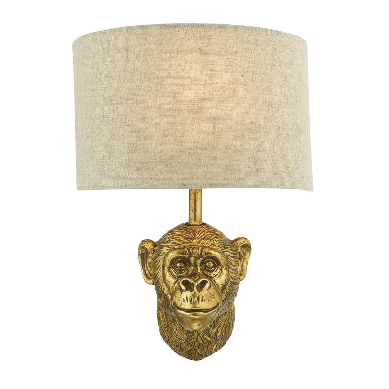 Dar Lighting Raul Monkey Wall Light Gold With Shade • RAU0735