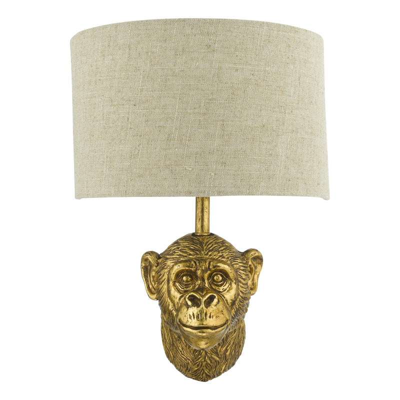 Dar Lighting Raul Monkey Wall Light Gold With Shade • RAU0735