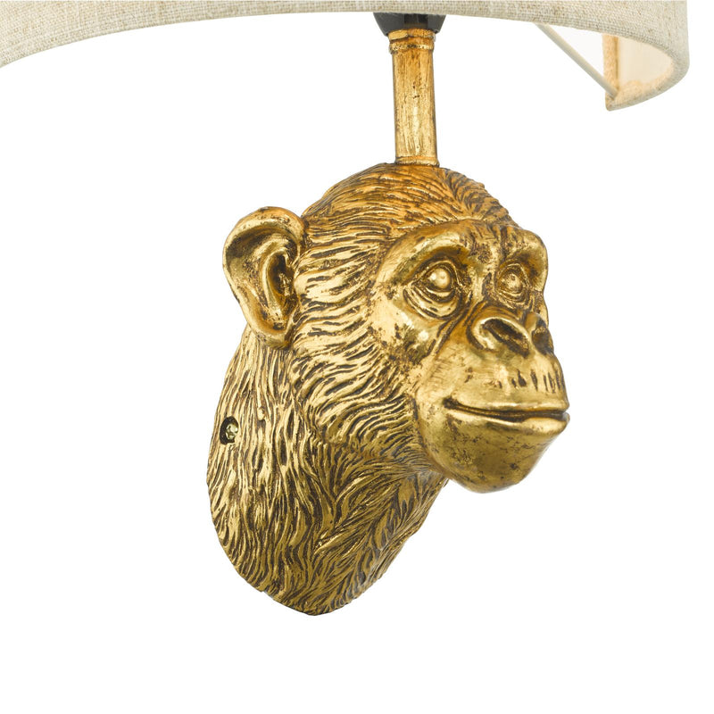 Dar Lighting Raul Monkey Wall Light Gold With Shade • RAU0735