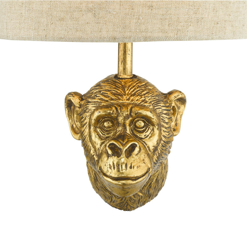 Dar Lighting Raul Monkey Wall Light Gold With Shade • RAU0735