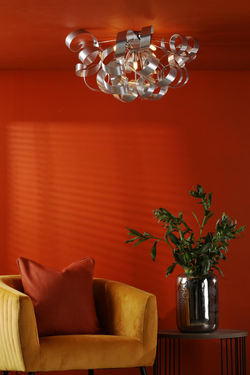 Dar Lighting Rawley 5 Light Flush Brushed Aluminium 60cm • RAW0550