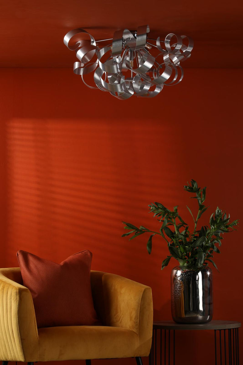 Dar Lighting Rawley 5 Light Flush Brushed Aluminium 60cm • RAW0550