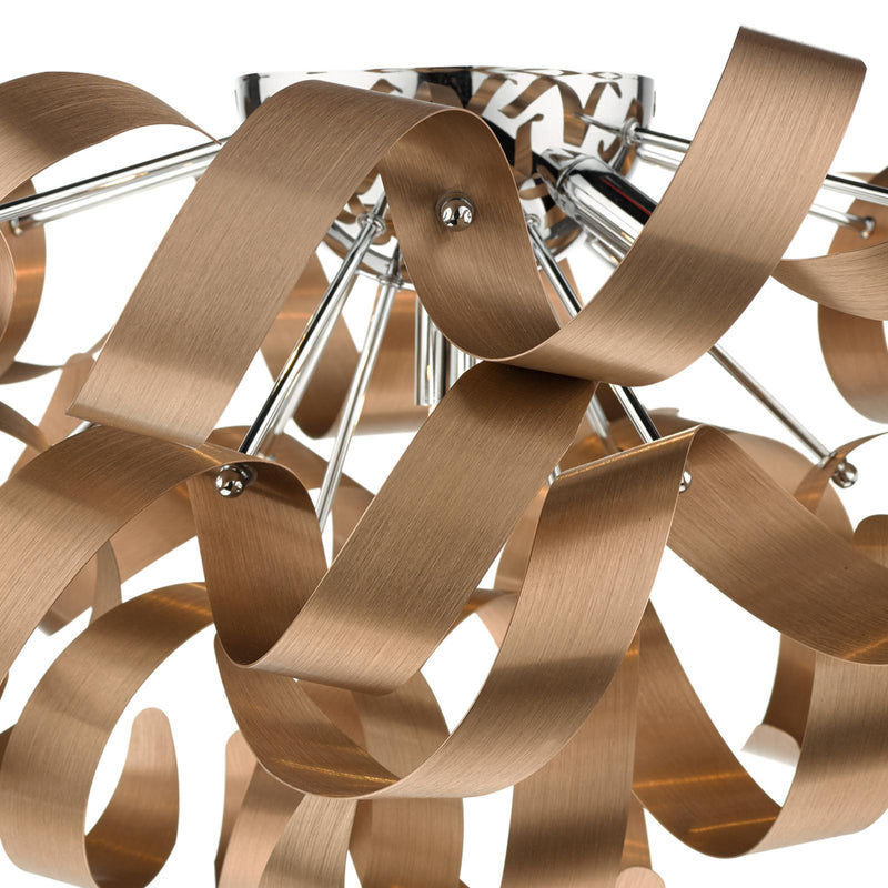 Dar Lighting Rawley 5 Light Flush Brushed Copper 60cm • RAW0564