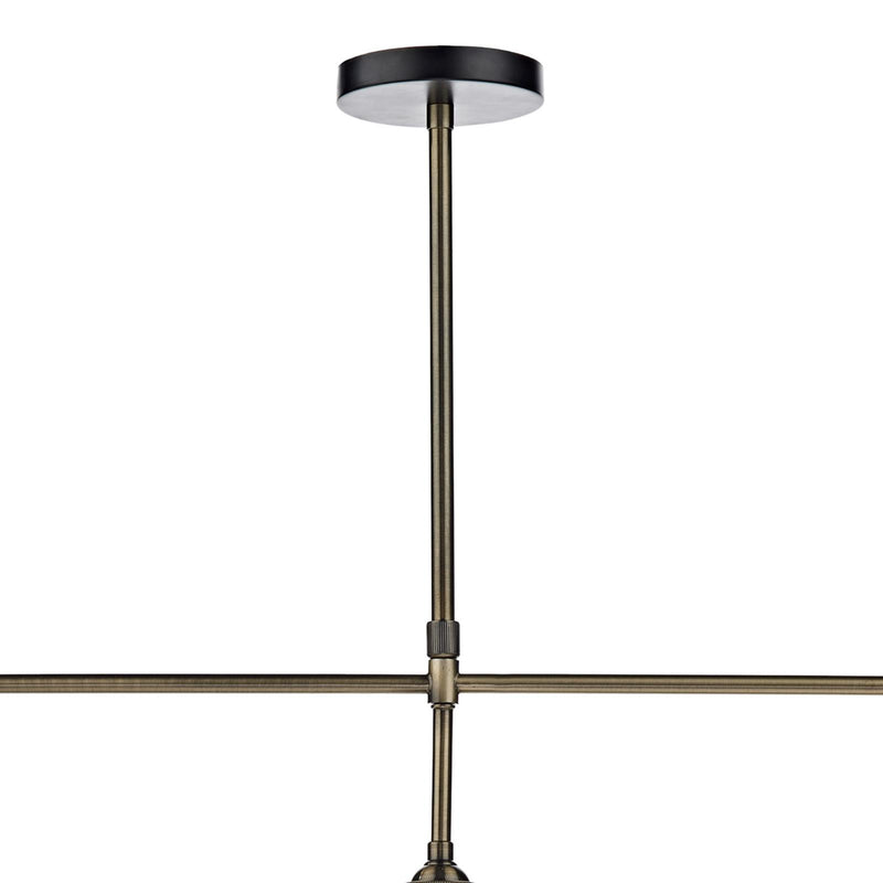 Dar Lighting Ray 3 Light Bar Pendant Antique Brass Clear • RAY0375