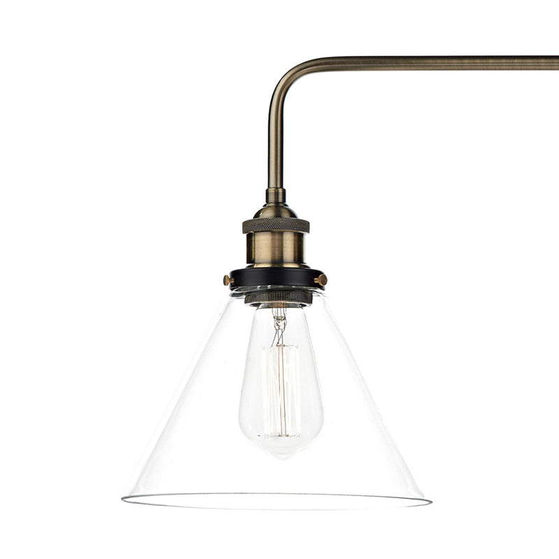 Dar Lighting Ray 3 Light Bar Pendant Antique Brass Clear • RAY0375