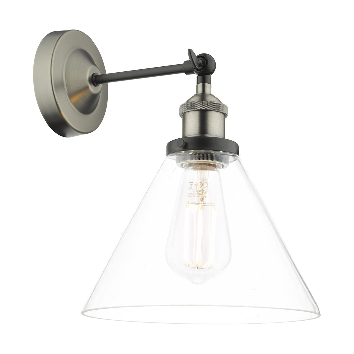 Dar Lighting Ray Single Wall Light Antique Nickel Clear Glass • RAY073 ...
