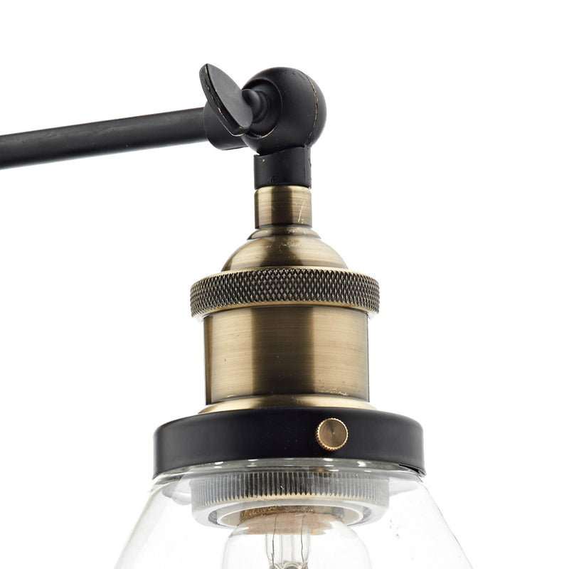 Dar Lighting Ray 1 Light Wall Bracket Antique Brass Clear • RAY0775