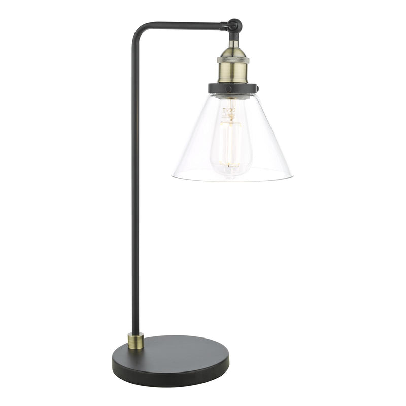 Dar Lighting Ray Table Lamp Antique Brass and Glass • RAY4275
