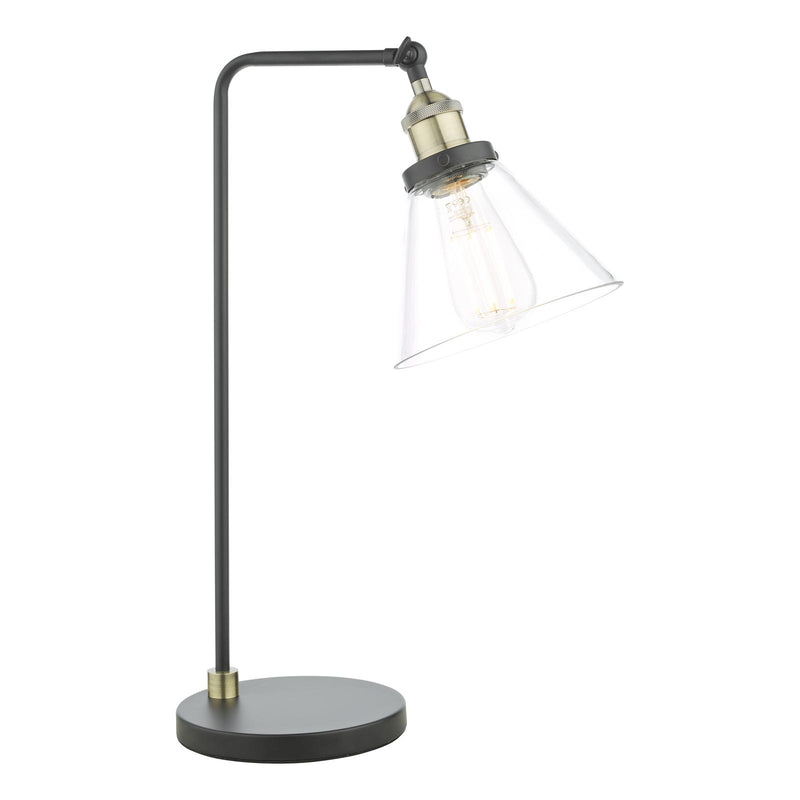 Dar Lighting Ray Table Lamp Antique Brass and Glass • RAY4275