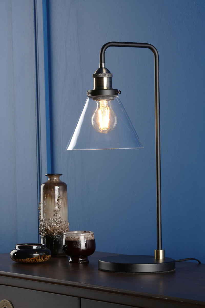 Dar Lighting Ray Table Lamp Antique Brass and Glass • RAY4275