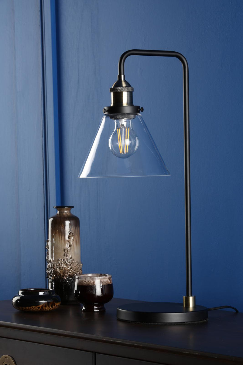 Dar Lighting Ray Table Lamp Antique Brass and Glass • RAY4275