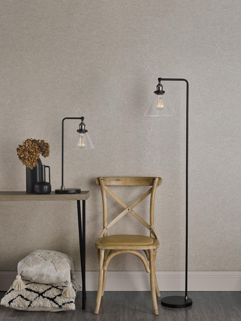 Dar Lighting Ray Table Lamp Antique Brass and Glass • RAY4275