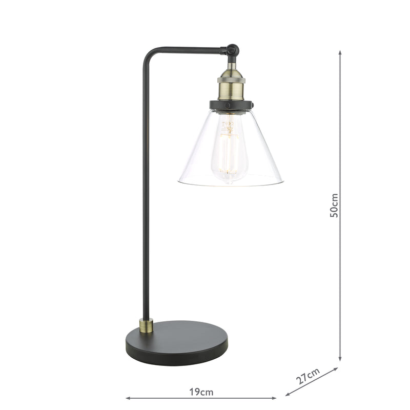 Dar Lighting Ray Table Lamp Antique Brass and Glass • RAY4275