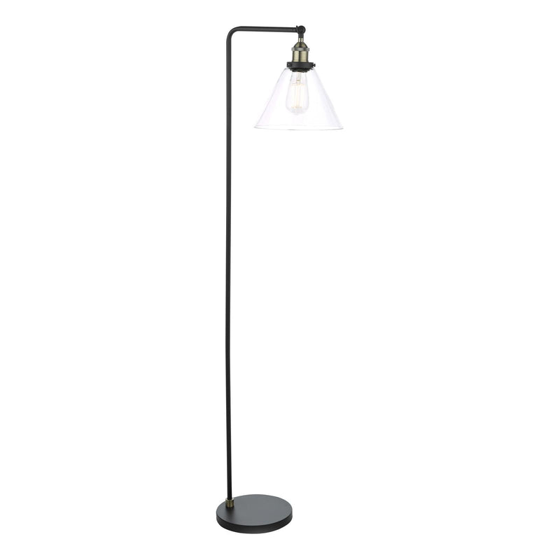 Dar Lighting Ray Floor Lamp Antique Brass and Glass • RAY4975