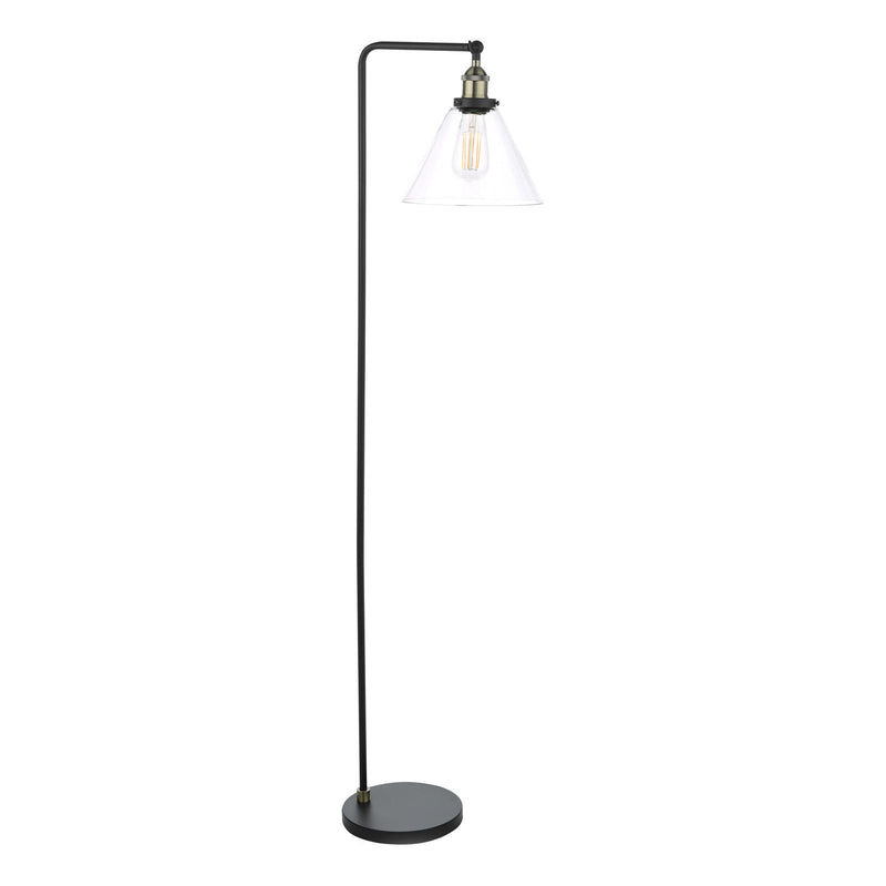 Dar Lighting Ray Floor Lamp Antique Brass and Glass • RAY4975