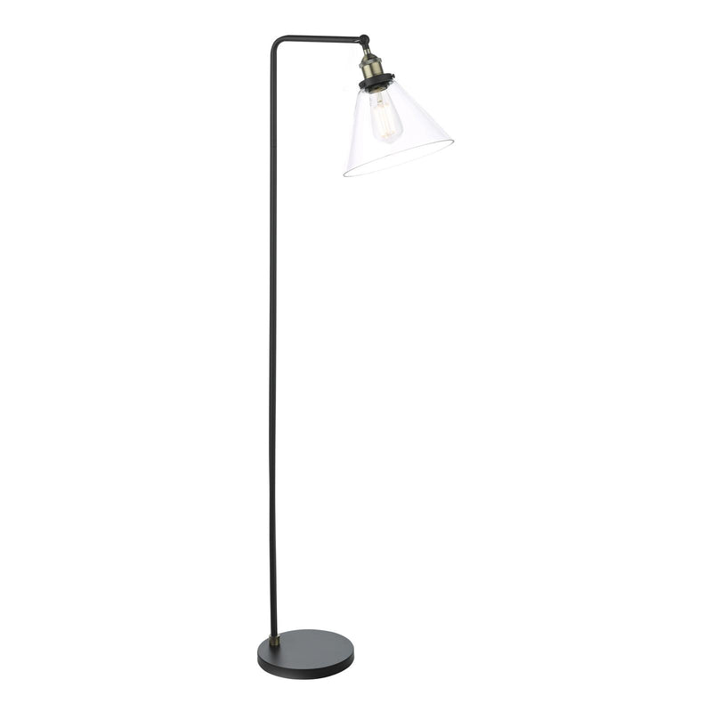 Dar Lighting Ray Floor Lamp Antique Brass and Glass • RAY4975