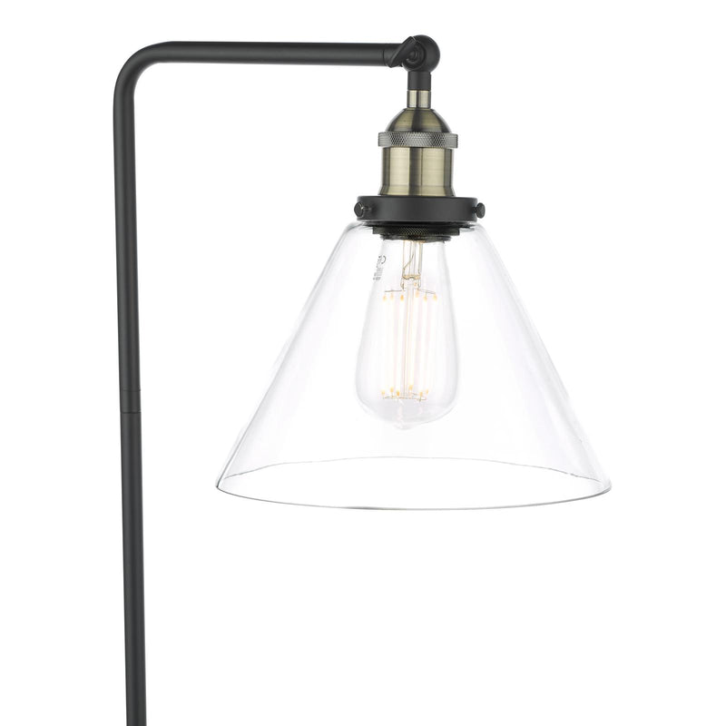 Dar Lighting Ray Floor Lamp Antique Brass and Glass • RAY4975
