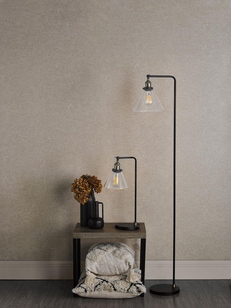 Dar Lighting Ray Floor Lamp Antique Brass and Glass • RAY4975