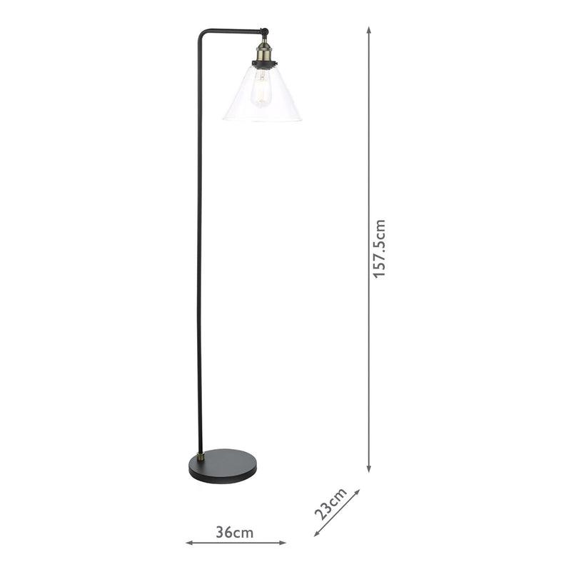 Dar Lighting Ray Floor Lamp Antique Brass and Glass • RAY4975