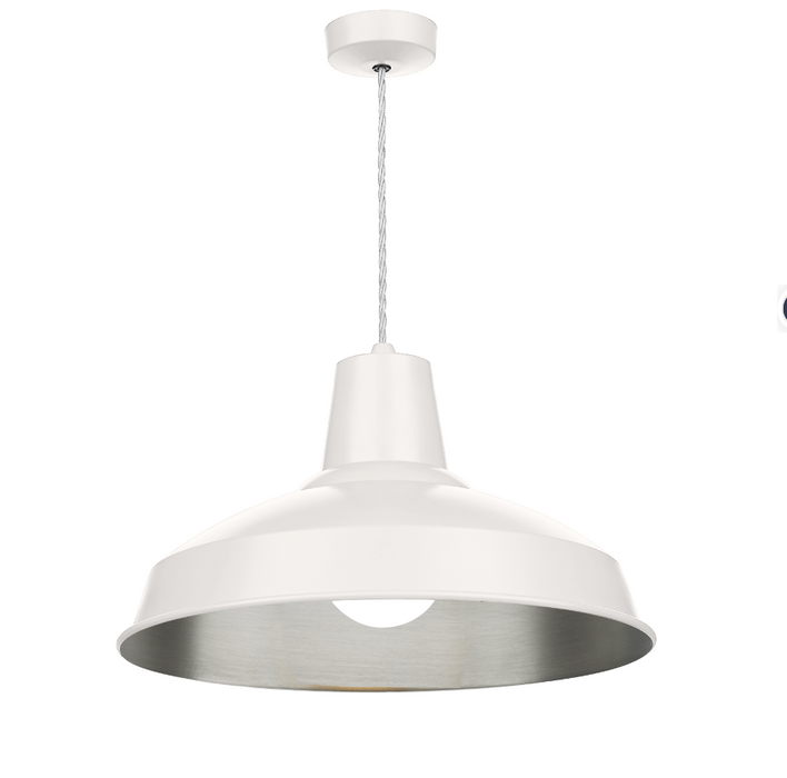 David Hunt Lighting Reclamation 1 Light Arctic White/Brushed Chrome Pendant • REC0199