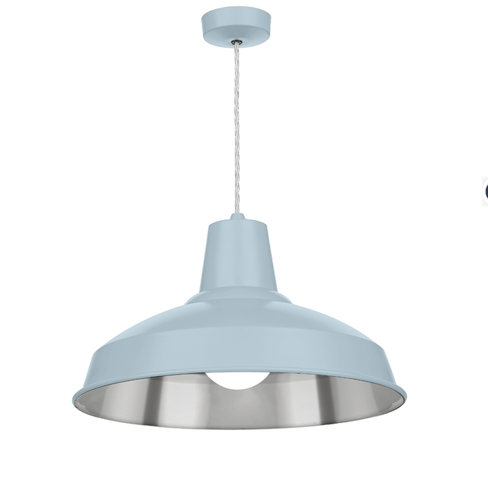 David Hunt Lighting Reclamation 1 Light Amalfi Blue/Chrome Pendant • REC0199