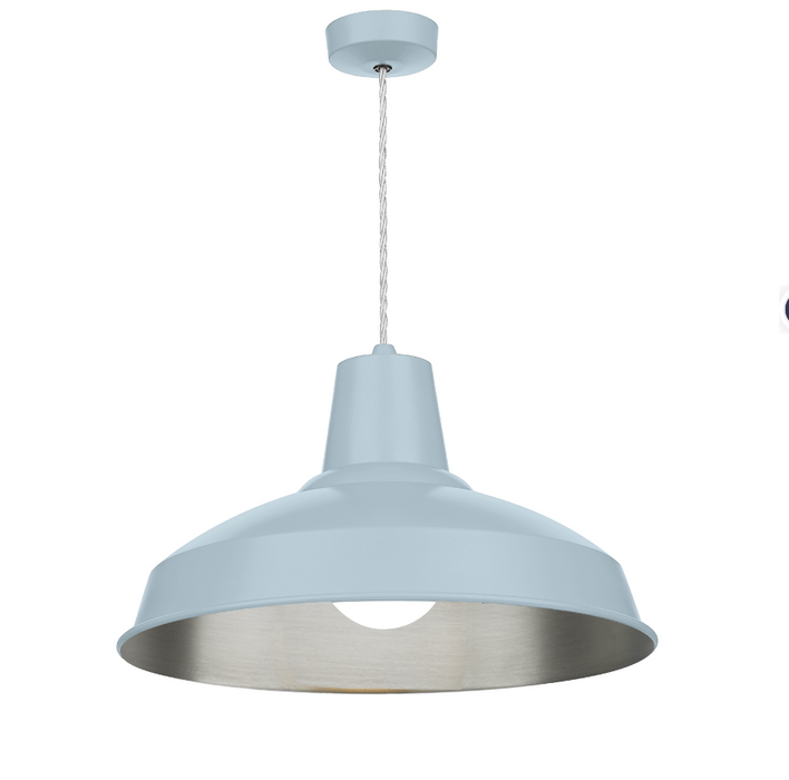 David Hunt Lighting Reclamation 1 Light Amalfi Blue/Brushed Chrome Pendant • REC0199