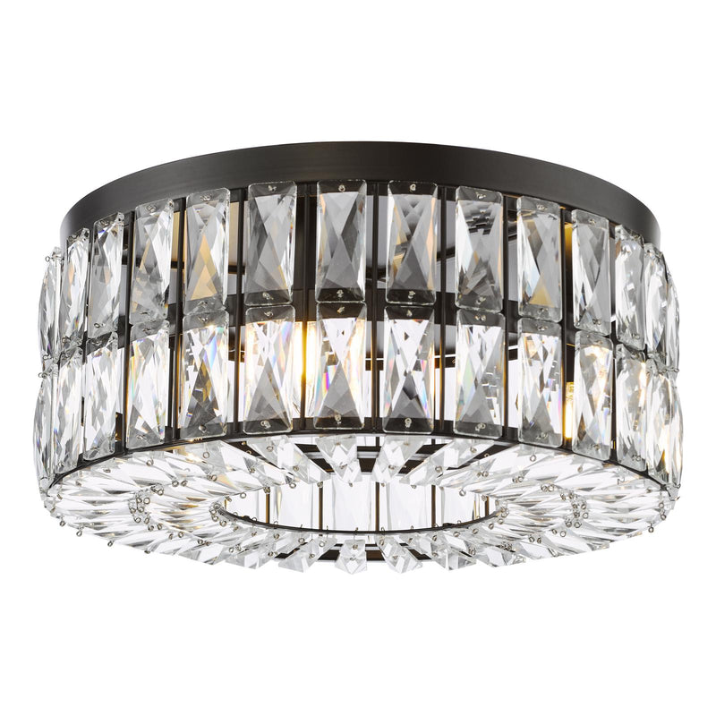 Dar Lighting Relena 4 Light Flush Matt Black and Crystal • REL0422